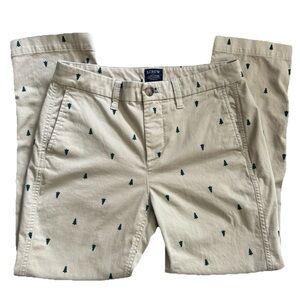 J.Crew 4P High Rise Girlfriend Chino Pants Tree Print Khaki Stretch Petite